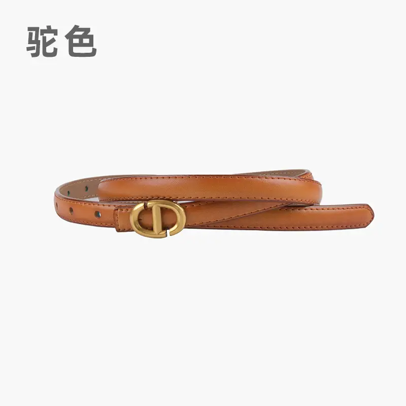 New Leather Ladies Belt with Gold Logo - Image 3