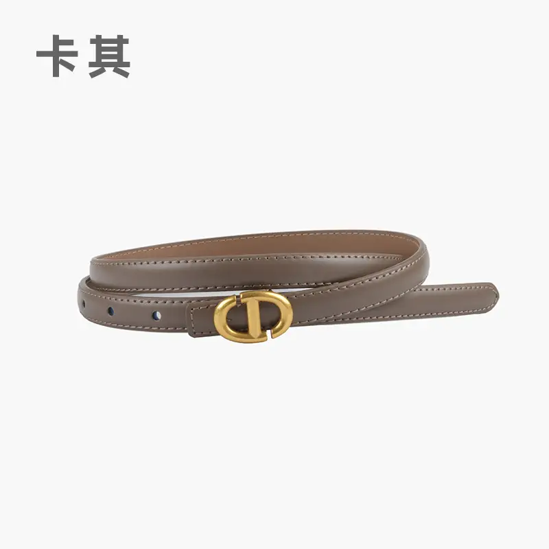 New Leather Ladies Belt with Gold Logo - Image 4