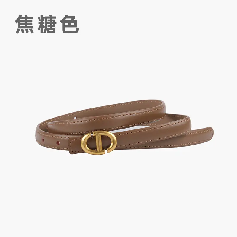 New Leather Ladies Belt with Gold Logo - Image 6