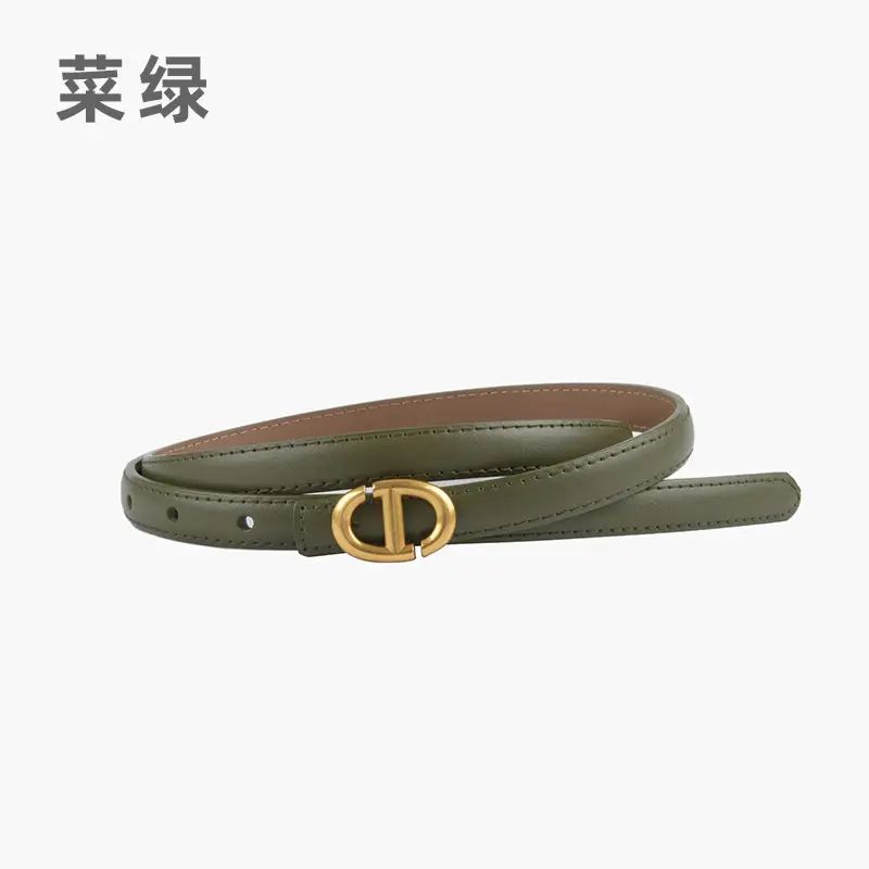New Leather Ladies Belt with Gold Logo - Image 7