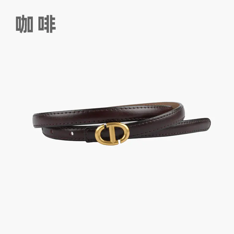New Leather Ladies Belt with Gold Logo - Image 9