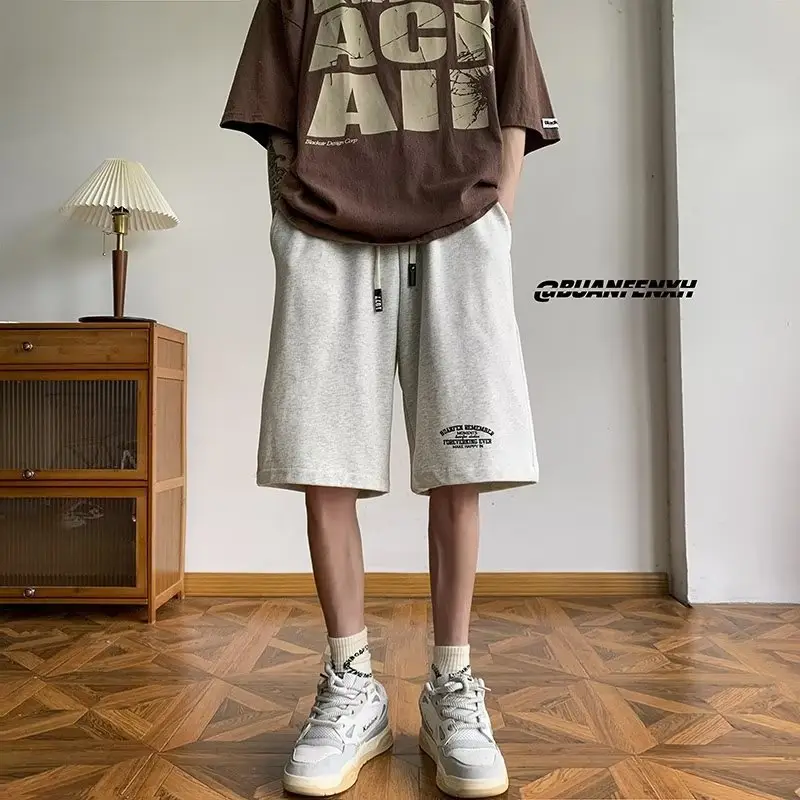 Japanese Style Five Point Shorts for Men Solid Color Loose Fit — feature 13