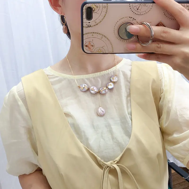 Gold Plated Pearl Earrings Set for Women - Image 4