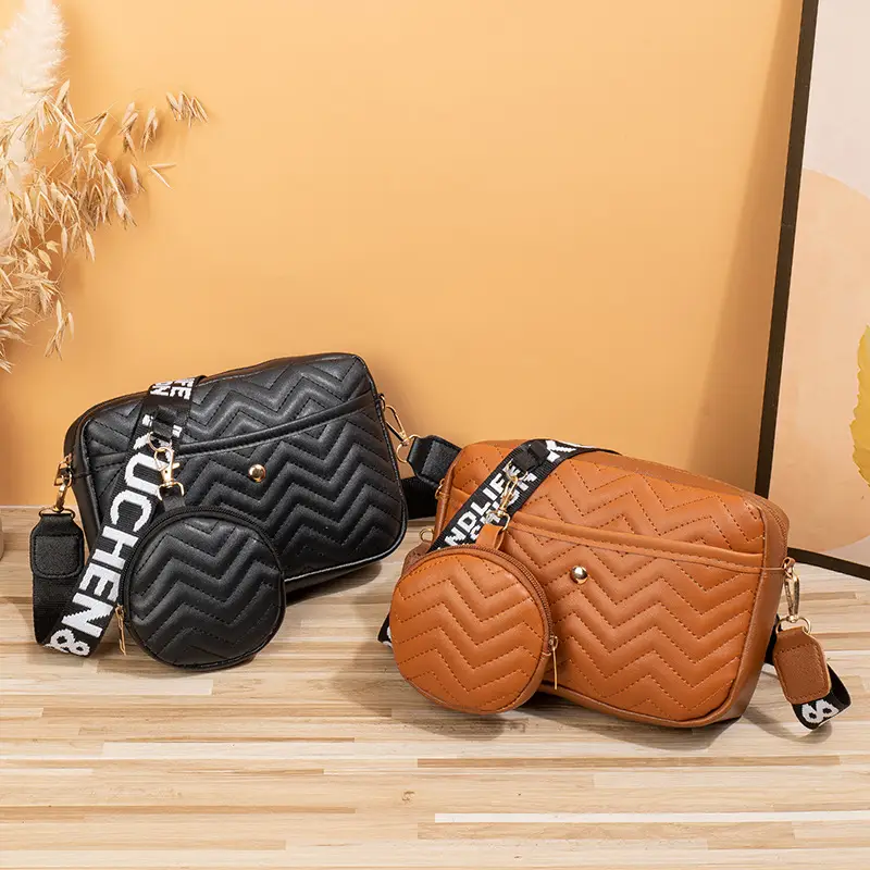 Women's Korean Style Crossbody Bag with Cosmetics & Pouch