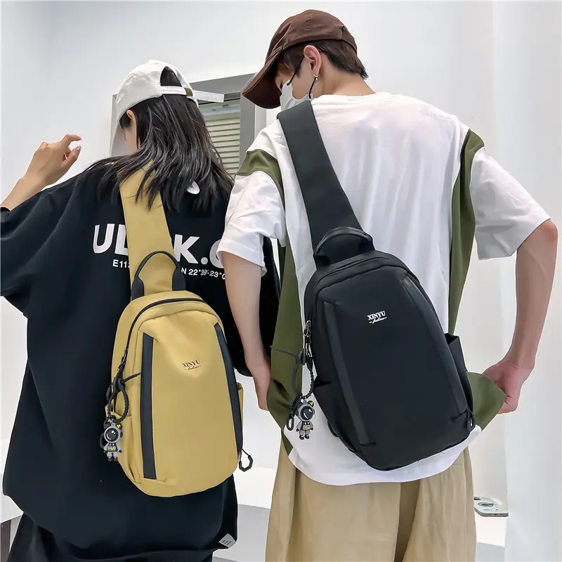 Men's Black Crossbody Backpack with Adjustable Strap