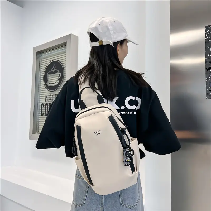 Men's Black Crossbody Backpack with Adjustable Strap