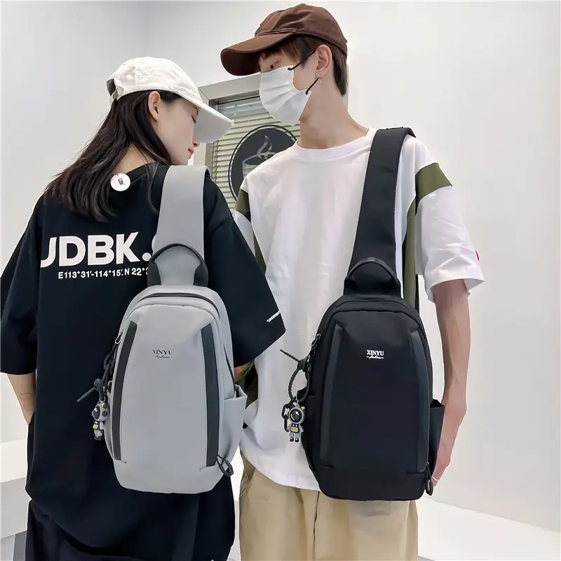 Men's Black Crossbody Backpack with Adjustable Strap