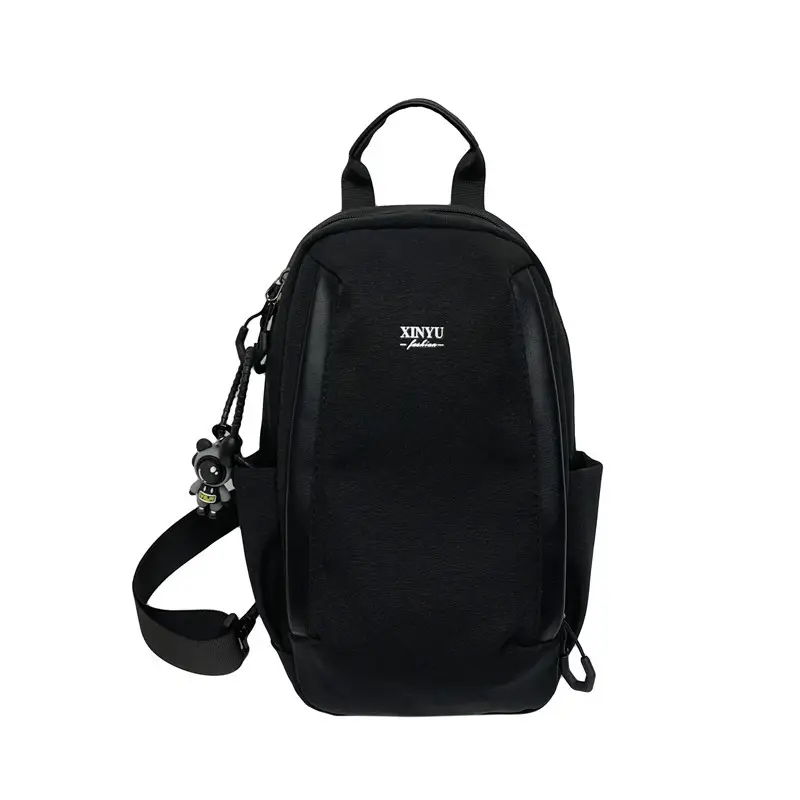 Men's Black Crossbody Backpack with Adjustable Strap