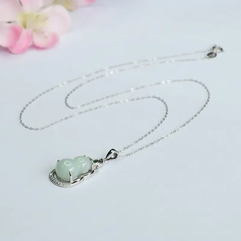 Guan Yu Pendant S925 Silver Natural Jade Gourd Necklace - Image 5