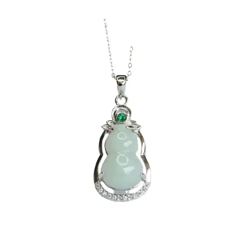 Guan Yu Pendant S925 Silver Natural Jade Gourd Necklace - Image 6