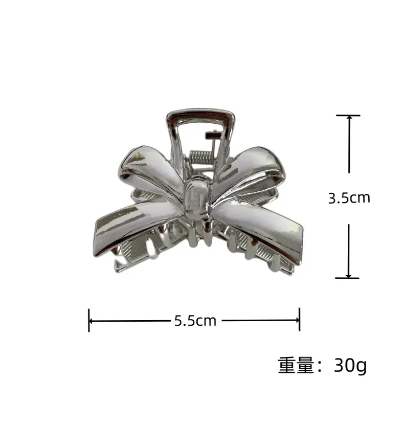 Simple Bow Small Metal Hairpin Women's Head Shark Clip — feature 8