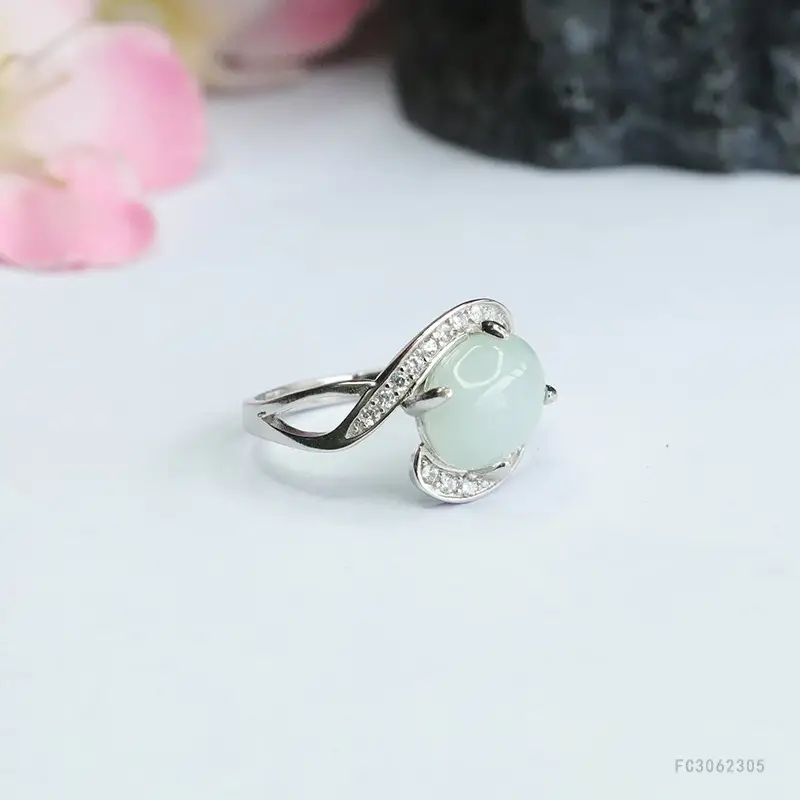Guan Yu S925 Silver Inlaid Natural Jade Ring — feature 8