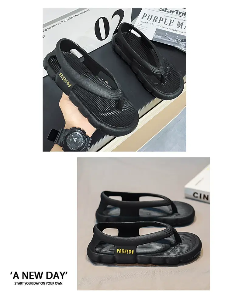 Soft Sole Flip Flops Men's Summer Driving Sandals Men's Casual Soft Bottom with Heel Beach Slippers for Outdoor Wear — feature 13
