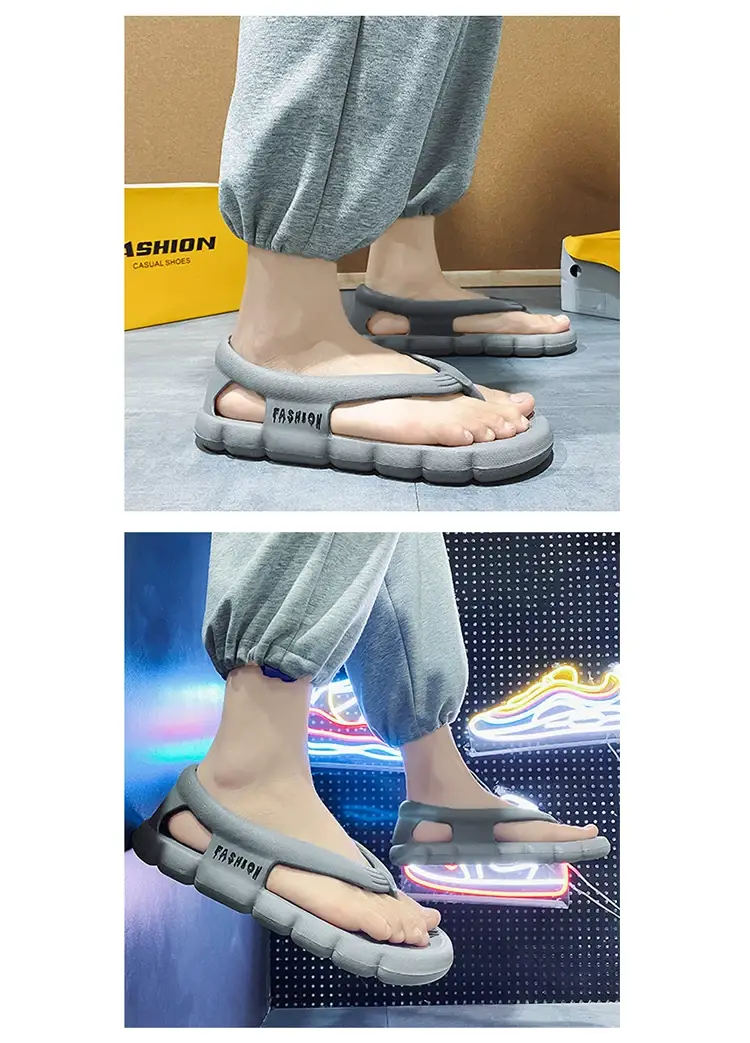 Soft Sole Flip Flops Men's Summer Driving Sandals Men's Casual Soft Bottom with Heel Beach Slippers for Outdoor Wear — feature 7