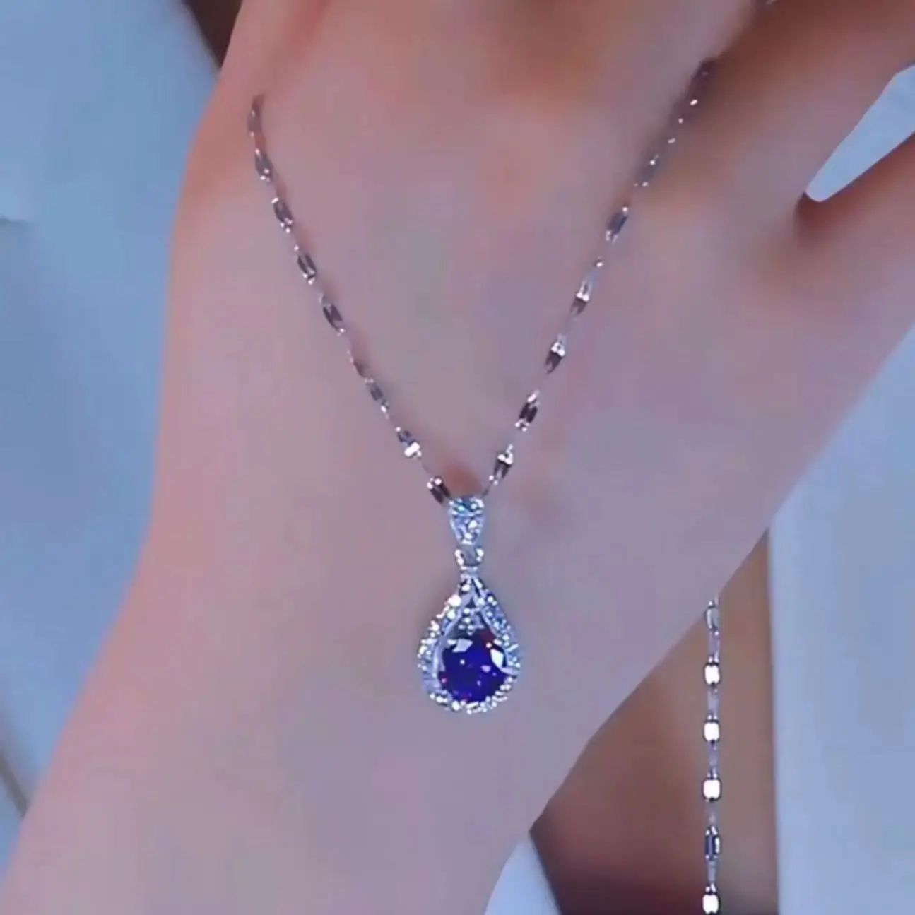 Purple Water Drop Necklace for Women - Image 7