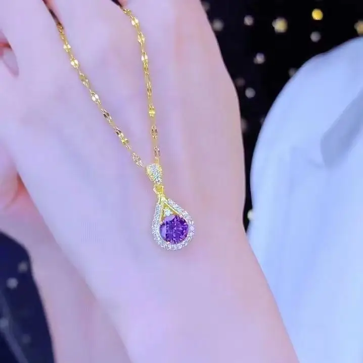 Purple Water Drop Necklace for Women - Image 9