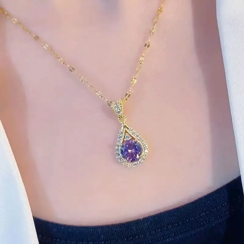 Purple Water Drop Necklace for Women — feature 1