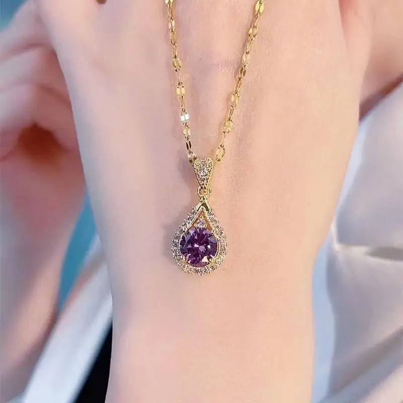 Purple Water Drop Necklace for Women — feature 3
