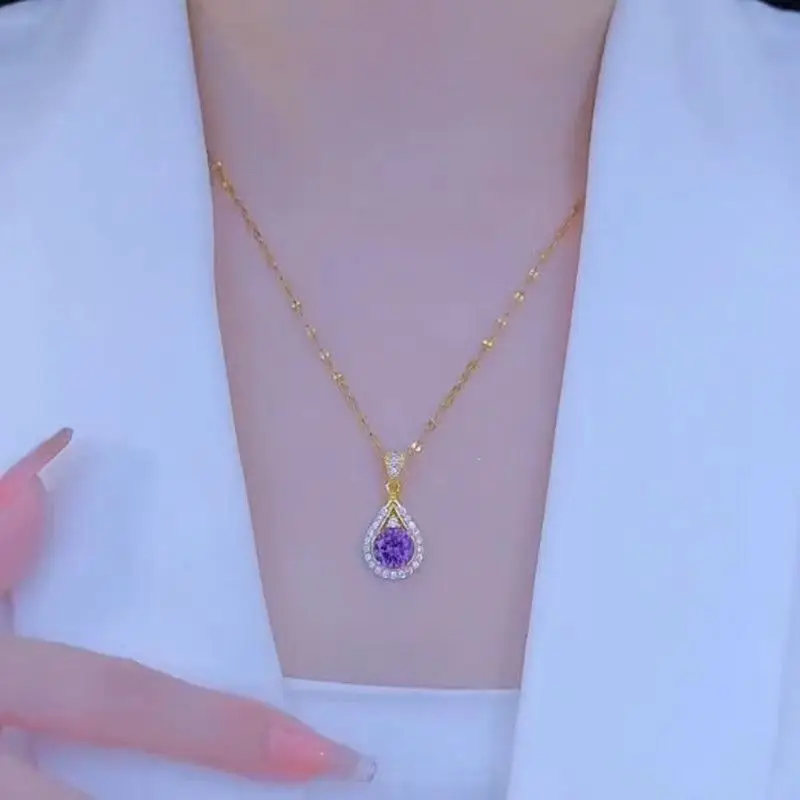 Purple Water Drop Necklace for Women — feature 5