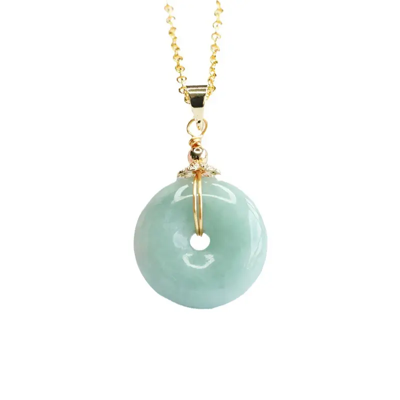 Guan Yu Jade Safety Buckle Necklace with Gold Chain - Image 6