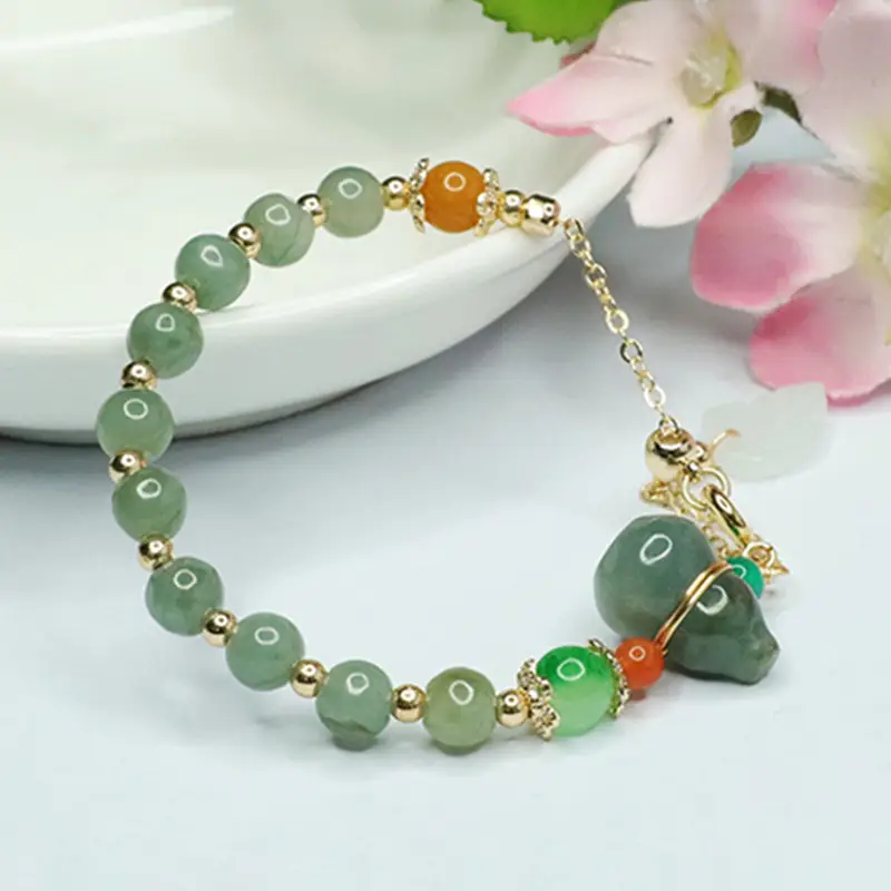 Guan Yu Jade Leaf Bracelet Green Oil Gourd Leaf for Women — feature 5