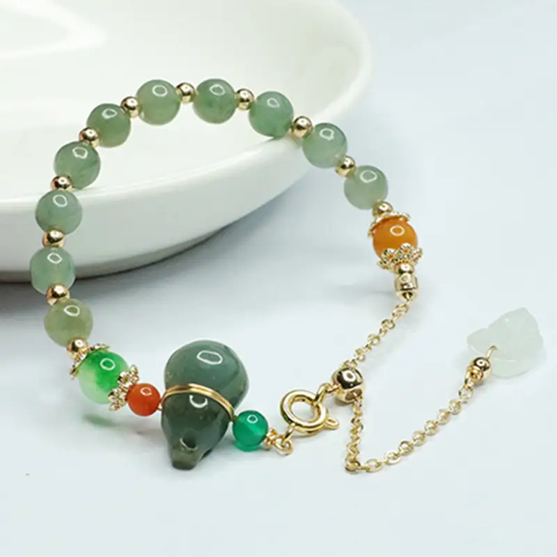 Guan Yu Jade Leaf Bracelet Green Oil Gourd Leaf for Women — feature 6