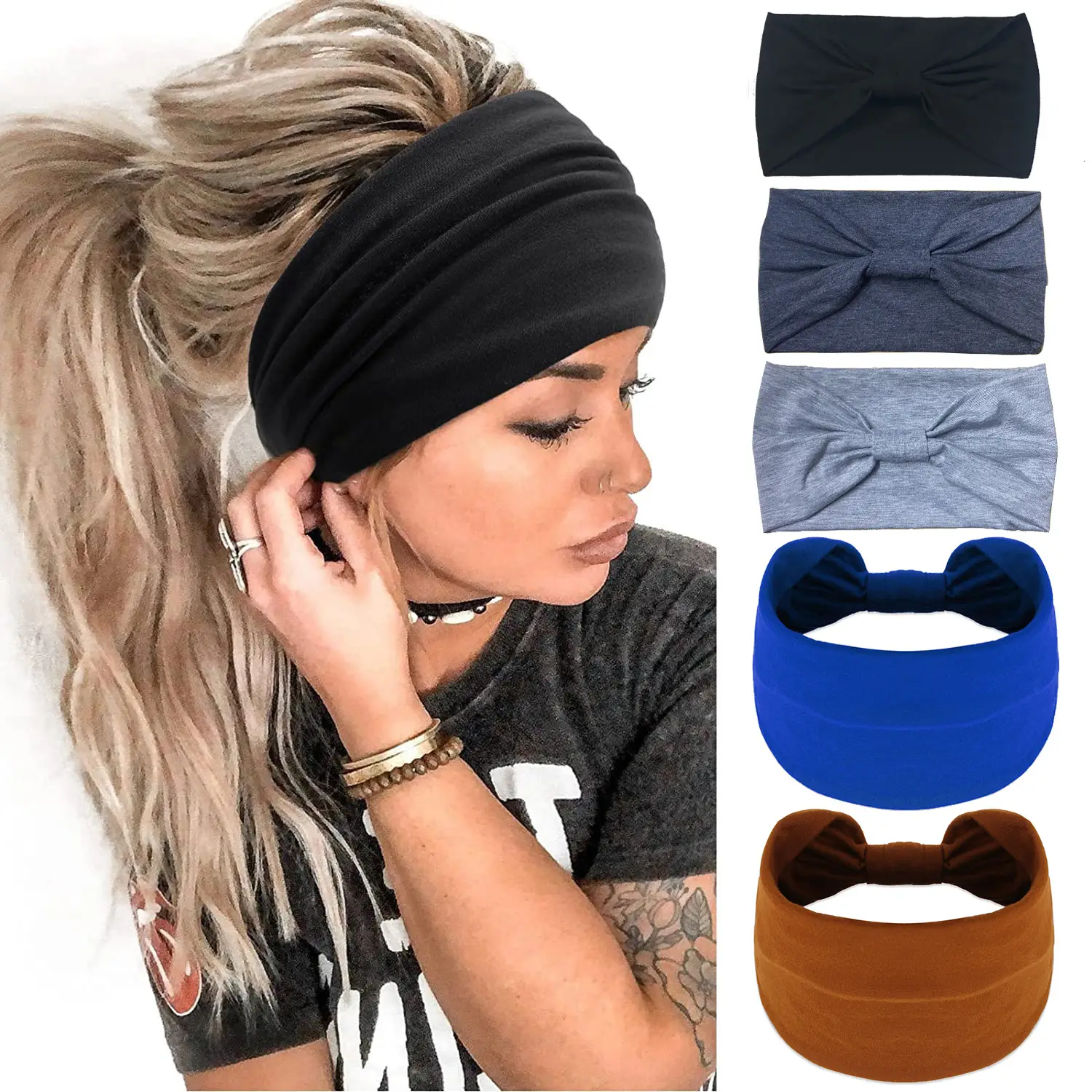 Women's Olive Green Wide-brim Hair Band with Bow