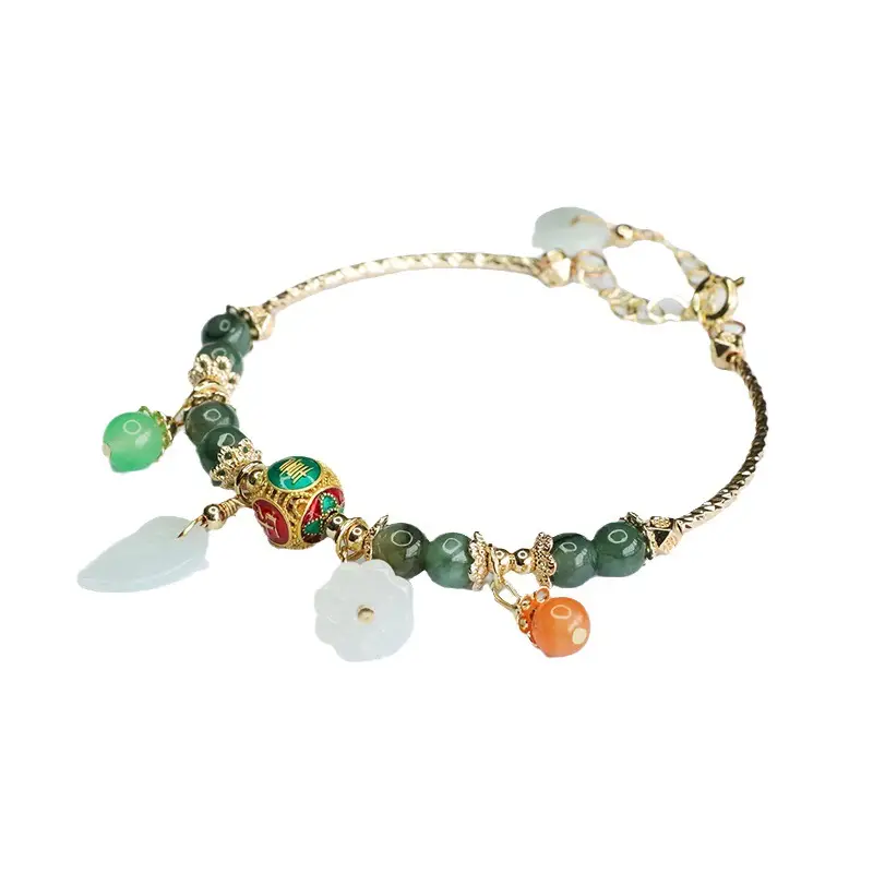 Jade Leaf Enamel Bracelet Green Oil Green Jade Leaf Enamel Color Peace and Joy Bracelet - Image 5