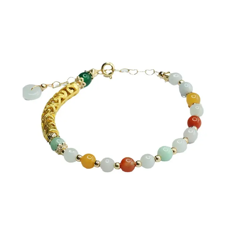Colorful Jade Beads Half Bangle Bracelet for Women - Image 5