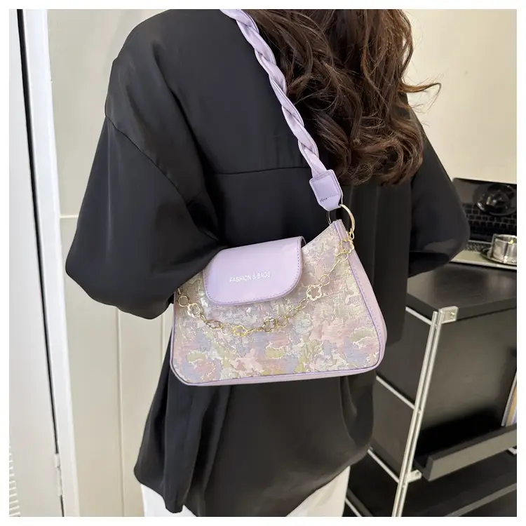 Blue Embroidered Textured Shoulder Bag for Women — feature 15