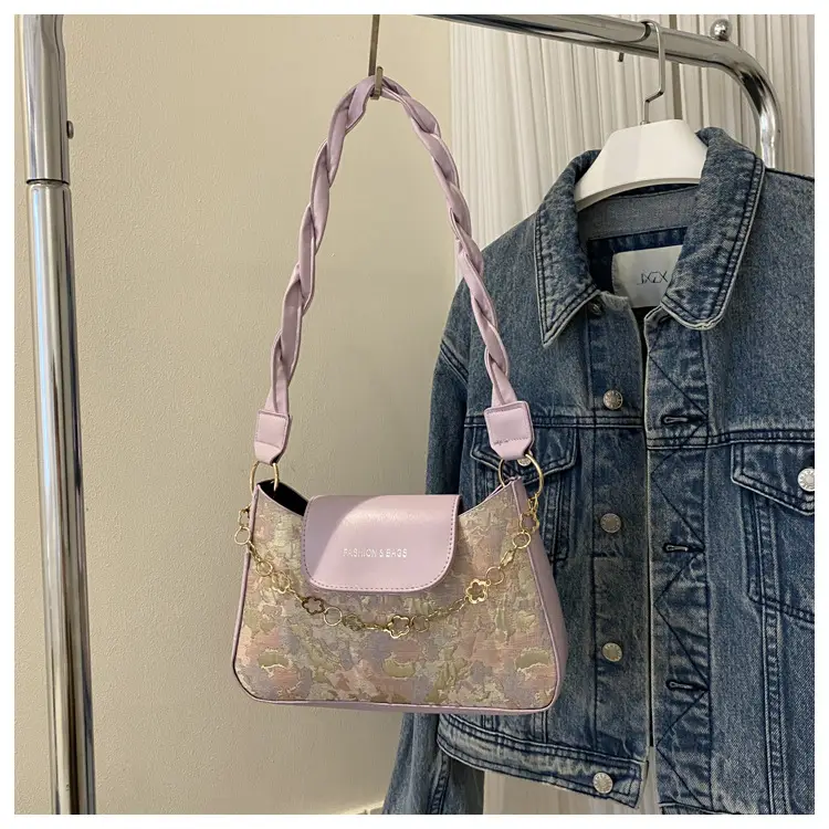 Blue Embroidered Textured Shoulder Bag for Women — feature 20