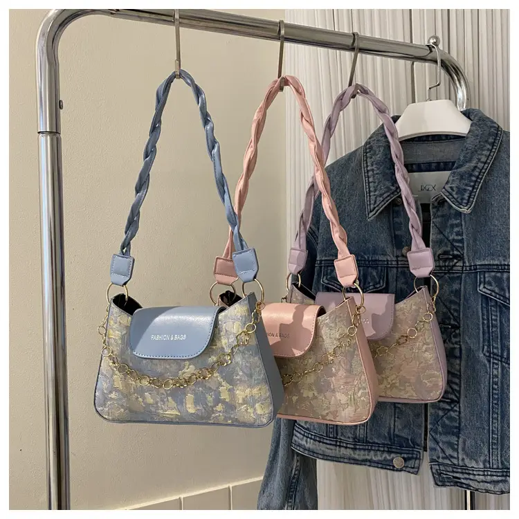 Blue Embroidered Textured Shoulder Bag for Women — feature 22