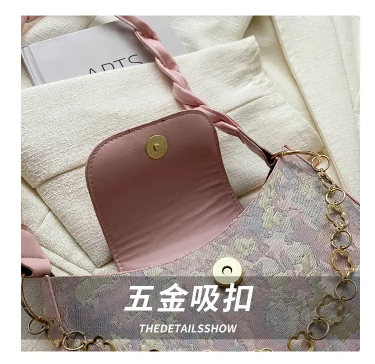 Blue Embroidered Textured Shoulder Bag for Women — feature 7