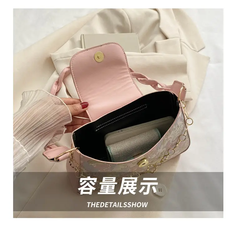 Blue Embroidered Textured Shoulder Bag for Women — feature 8