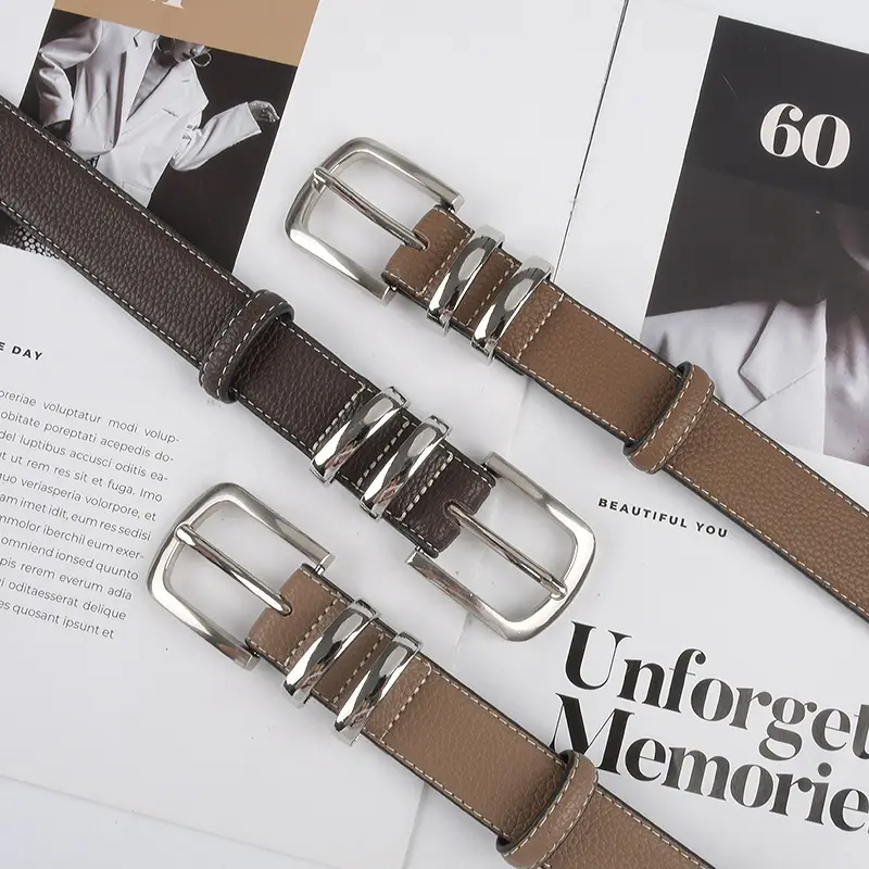 Women's Black Genuine Leather Belt with Buckle - Image 17