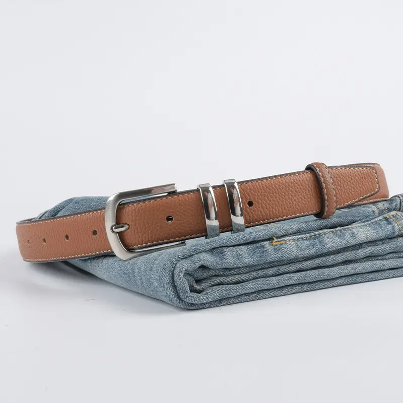 Women's Black Genuine Leather Belt with Buckle - Image 18