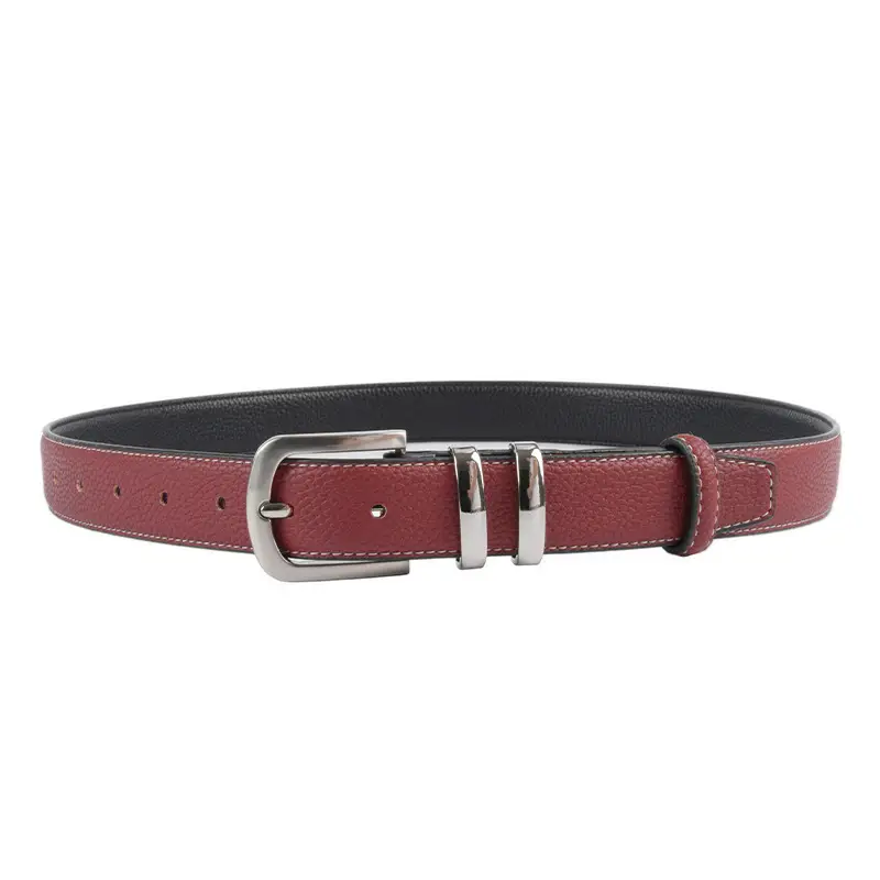 Women's Black Genuine Leather Belt with Buckle - Image 20