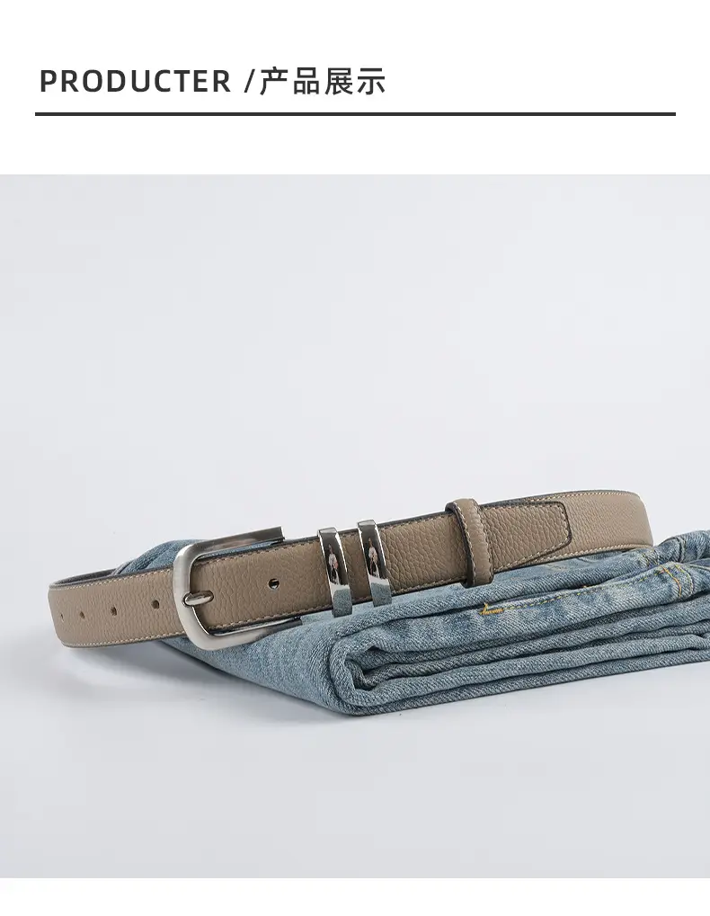Women's Black Genuine Leather Belt with Buckle β feature 10
