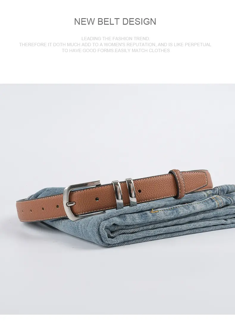 Women's Black Genuine Leather Belt with Buckle β feature 12