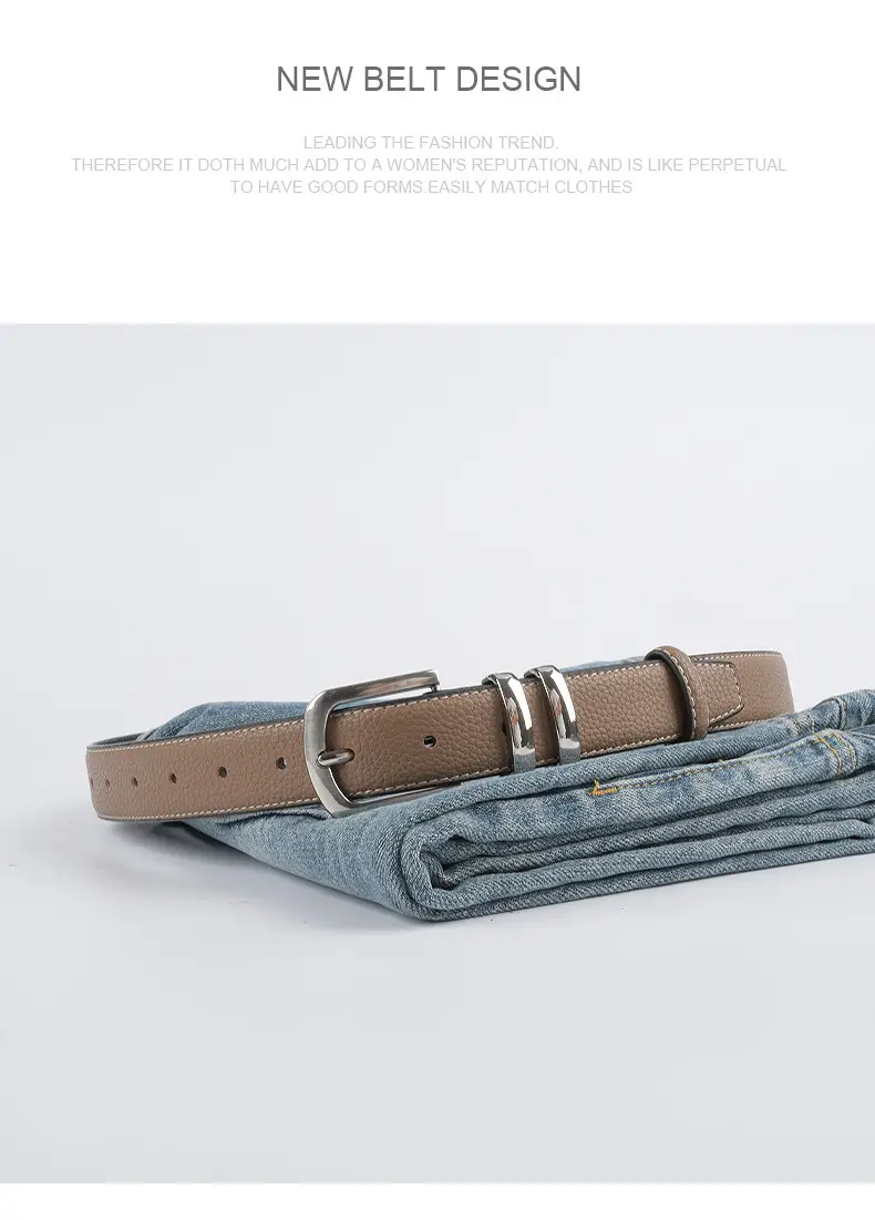 Women's Black Genuine Leather Belt with Buckle β feature 13