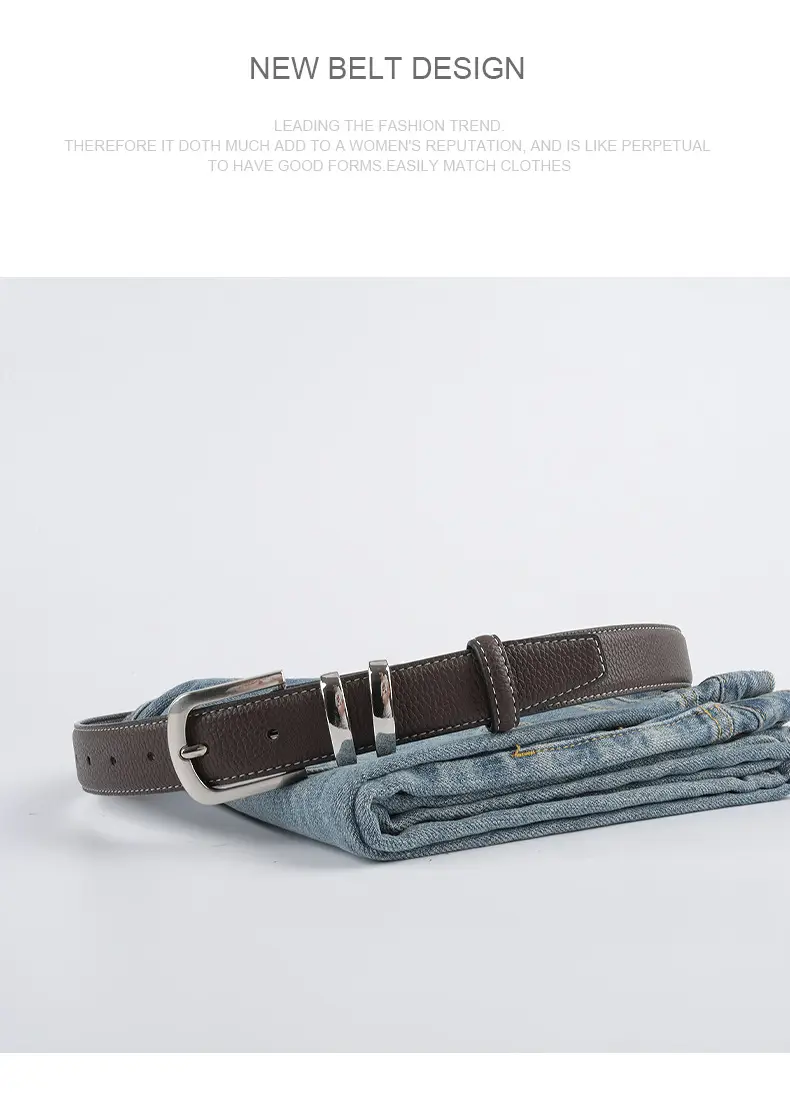 Women's Black Genuine Leather Belt with Buckle β feature 14