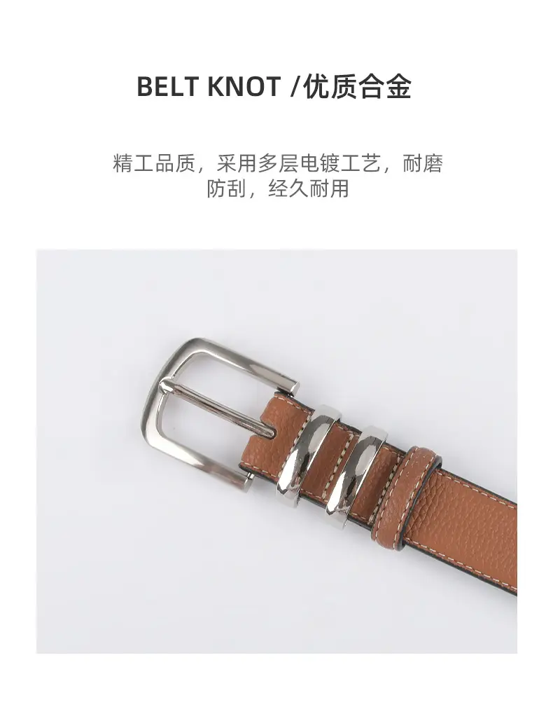 Women's Black Genuine Leather Belt with Buckle β feature 7