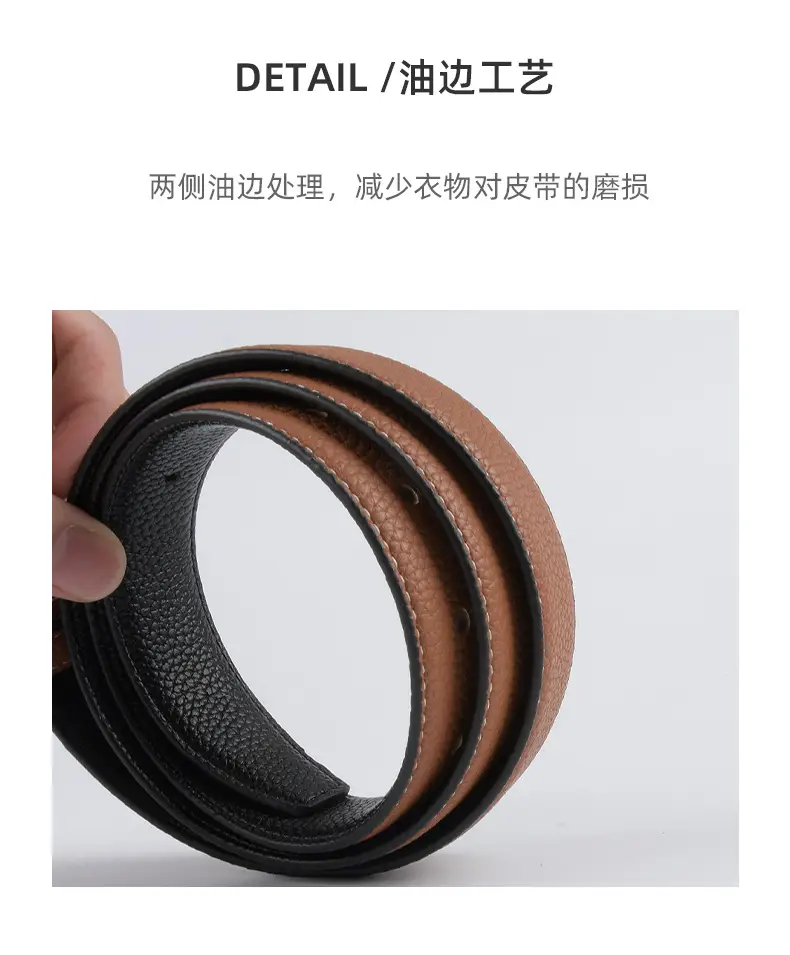 Women's Black Genuine Leather Belt with Buckle β feature 8