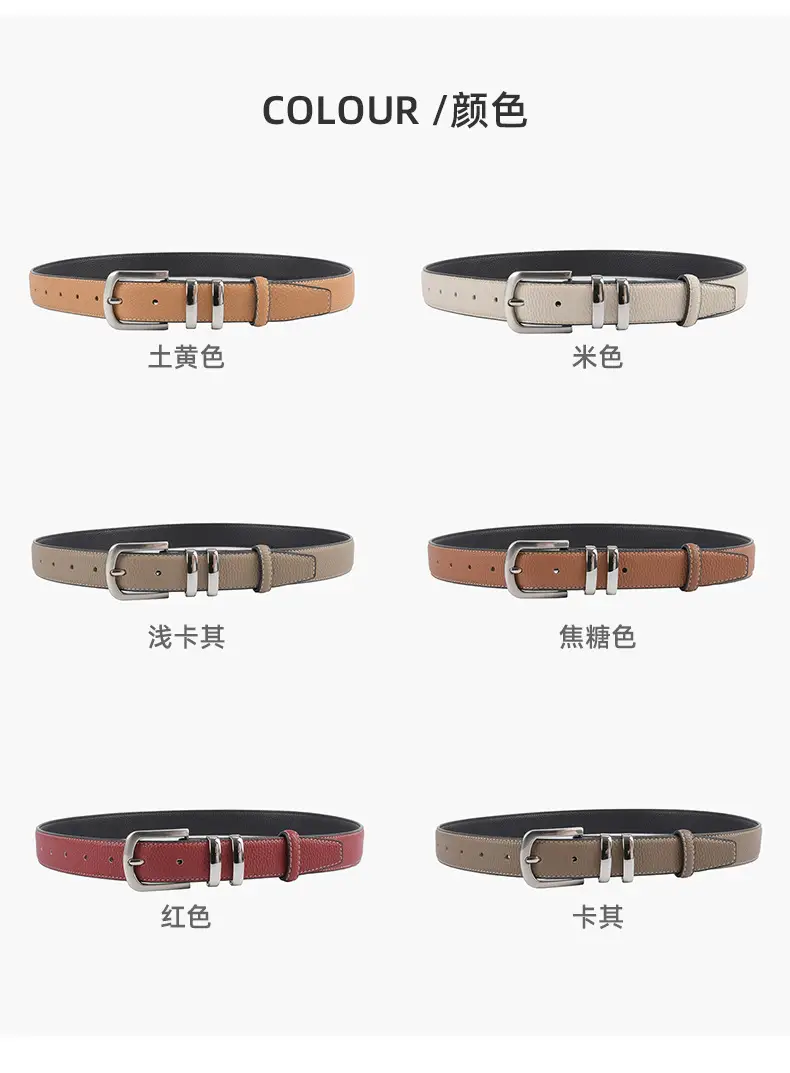 Women's Black Genuine Leather Belt with Buckle β feature 9
