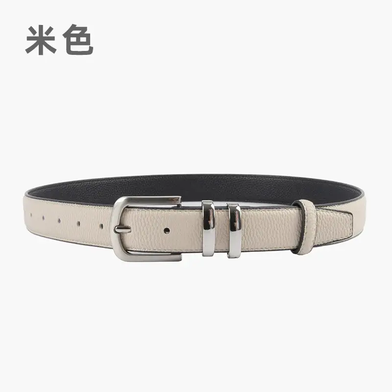 Women's Black Genuine Leather Belt with Buckle