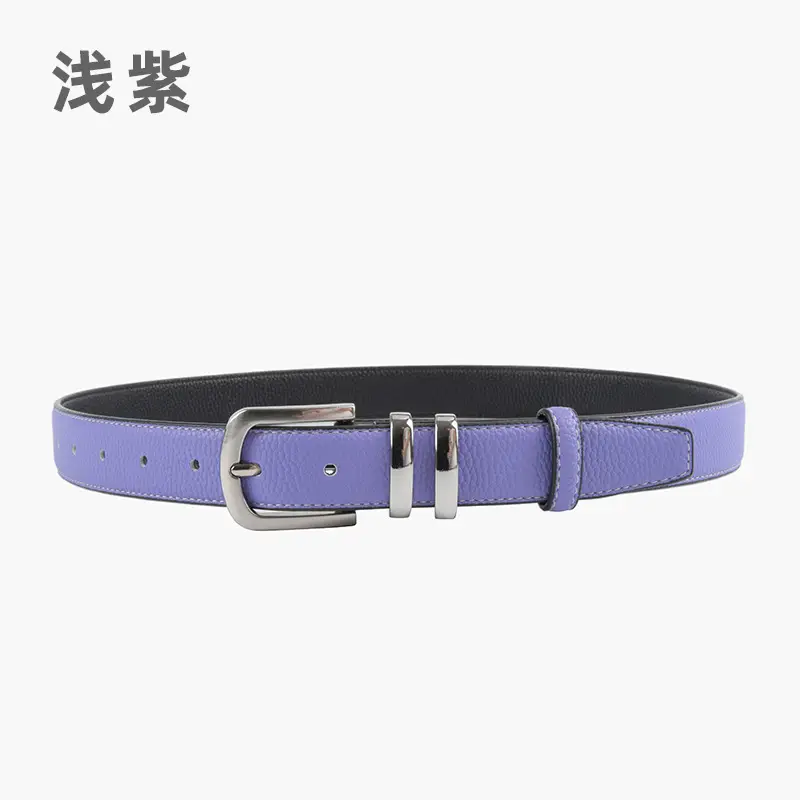 Women's Black Genuine Leather Belt with Buckle - Image 10