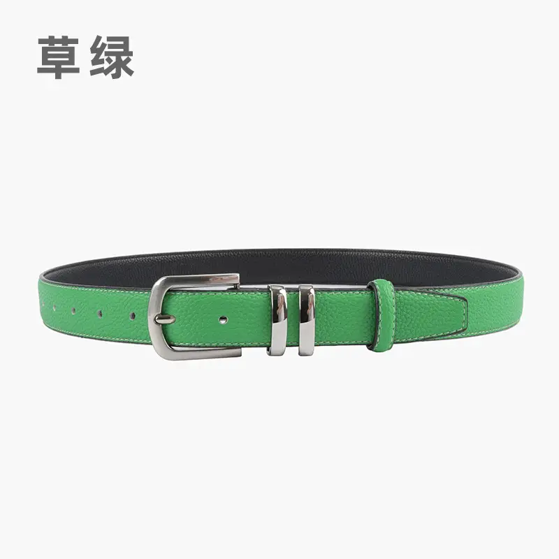 Women's Black Genuine Leather Belt with Buckle - Image 11