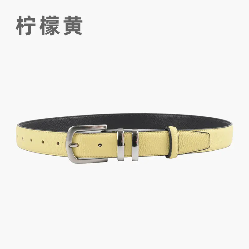 Women's Black Genuine Leather Belt with Buckle - Image 12