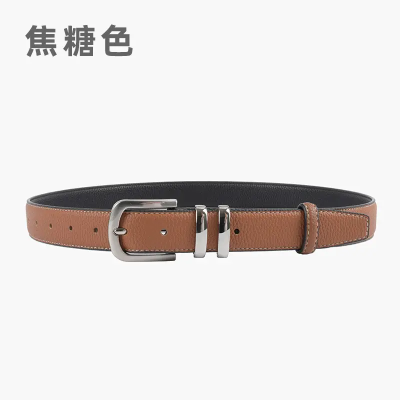 Women's Black Genuine Leather Belt with Buckle - Image 13