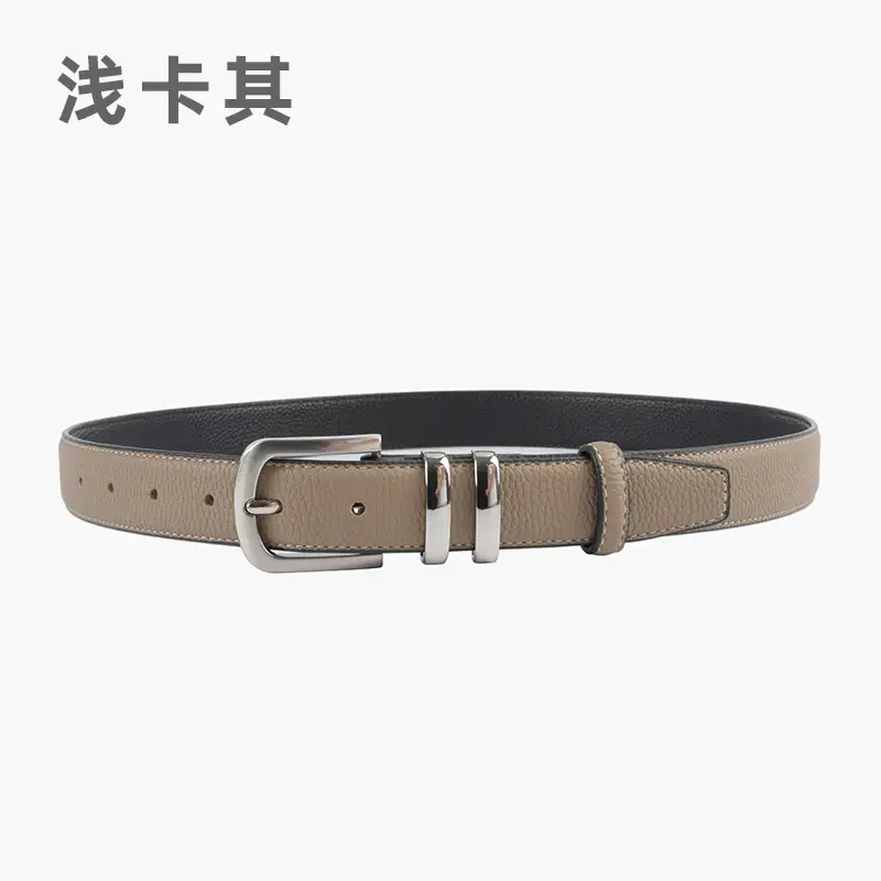 Women's Black Genuine Leather Belt with Buckle - Image 4